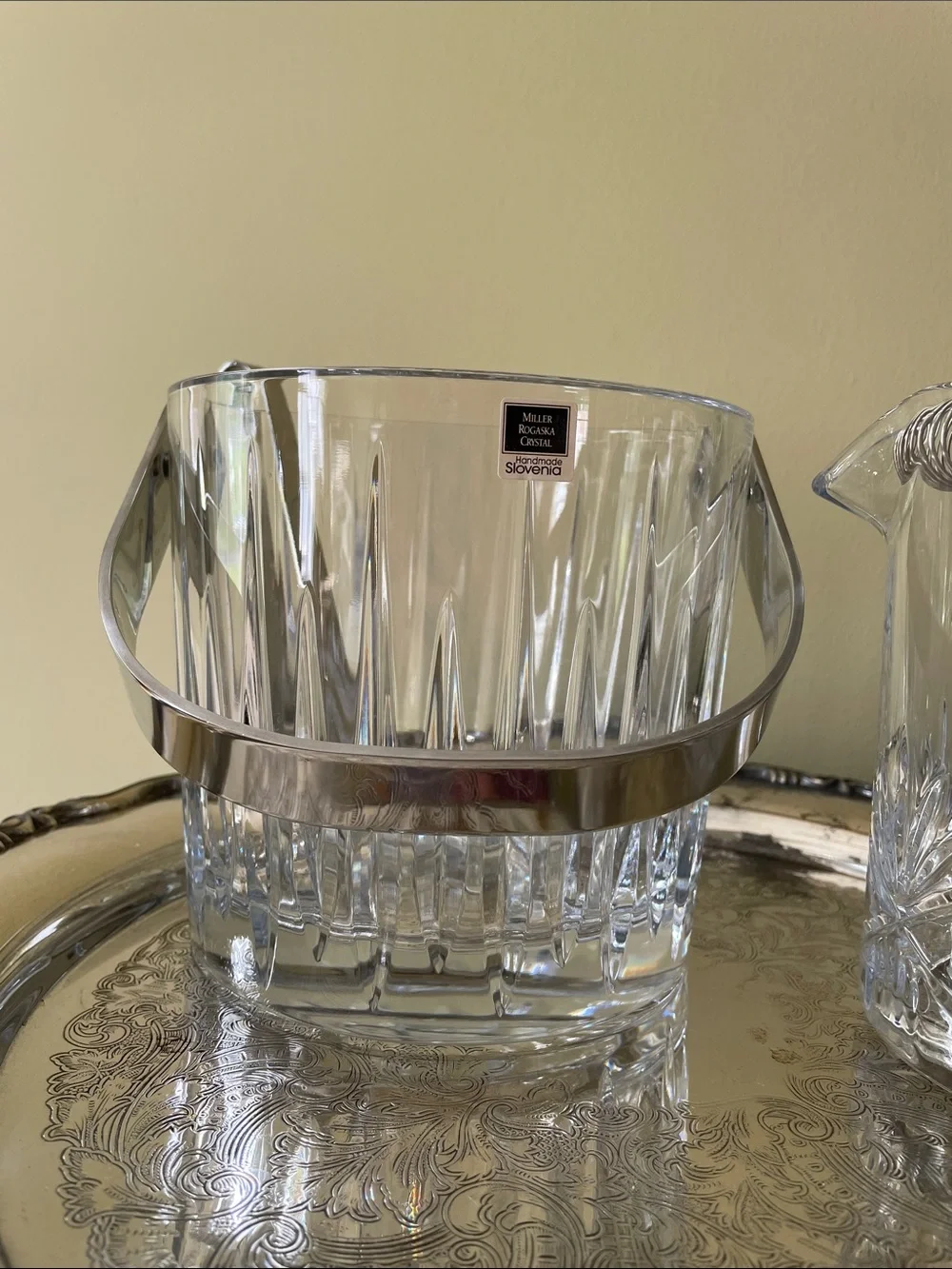 Miller Rogaska Crystal Ice Bucket with Tongs